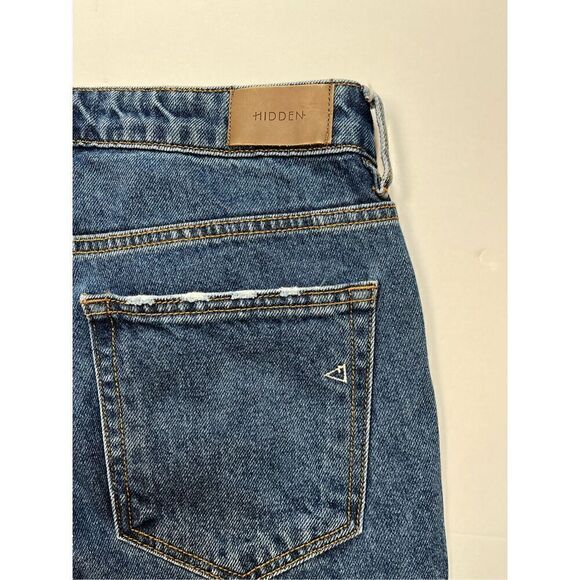 Hidden Happi Front Slit Flare Denim Jeans Medium Dark Wash Size 29 FLAWLESS cond - Picture 9 of 12